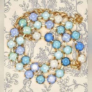 Blue Lagoon Punch Premium Crystals  in Classic 18K Gold Plated Necklace